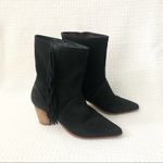 Bernardo FELIX Black Suede Pointed Slip On Ankle Boot Fringe Trim 6.5 Round Heel Photo 1