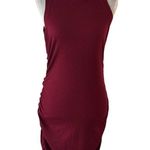 SheIn  Womens Maroon Ribbed Sleeveless Ruched Bodycon Tank Dress Casual Beach  S Photo 0
