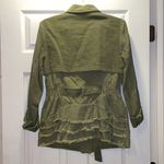 Anthropologie Anthro Hei Hei Olive Green Ruffled Utility Jacket Photo 6