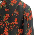 ZARA  Size M Dress Black Floral Print Babydoll Flowy 3/4 Sleeve Crew Neck 5891 Photo 2