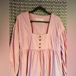Anthropologie By | Pink Denim Long Sleeve Babydoll Dress, Size L Photo 4
