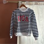 Beach Riot  USA Sweatshirt Nautical Striped Crewneck Pullover Red White‎ Blue NEW Photo 1