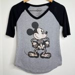 Disney  Mickey Mouse Skeleton Halloween Raglan Shirt Size Small V neck Photo 0