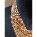 Women's Gold Mesh Bib Statement Necklace With Adjustable Lobster Clasp Chain Photo 4