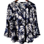 Bonworth Womens Floral Print V Neck Bell Sleeve Blouse Top Plus Size Photo 0
