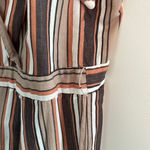 Miami ‎ Jumpsuit Cotton Tie Waist Multi Color Striped Medium Photo 2