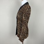 Stones Blazer Jacket Womens XS Brown Black Leopard Print Faux Leather Collar Photo 6