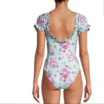 Love Shack Fancy  Fantasia One Piece Turquoise Skies Floral Ruffle Swimsuit Size L Photo 1