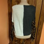 Blu Pepper V neck split color n leopard cropped Beachy sweater Photo 10