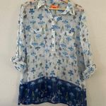 Joe Fresh 🦋  White Blue Floral Lightweight Button Down Blouse Casual XL Photo 0