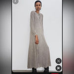 ZARA  Dress with Metallic Thread silver long sleeve with slip size med NWT Photo 13