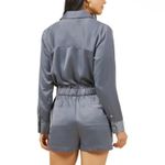 Outerknown  Benson Jumpsuit Utility Long Sleeve Button Tie Romper Satin Sz S Photo 3