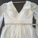 Women’s White Chiffon Full Length Long Sleeve Formal Dress Leg Slit Size 10 NWOT Photo 9