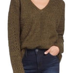 John + Jenn  Revolve Constance Sweater Olive Green Pullover Women’s Size Medium Photo 0