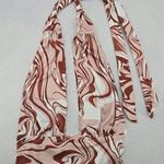 Brown Swirl Beach Boho Halter Tie Crop Short Bikini Bralette Swim Top S Small Photo 0