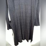 Black Ribbed Stretchy Long Sleeved Cardigan Duster Length Size Large Photo 3