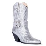 Azalea Wang Federica Silver Crystal Shortie Western Cowgirl Boots Rhinestone 6.5 Photo 2