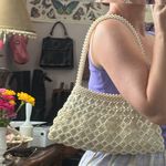 Handmade Vintage Pearl Knit Beaded Cream Shoulder Bag Photo 7