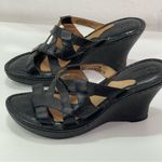 Born Leather Wedge Sandals Women 7 Black Strappy Slides Slip On Y2K Style Indie Photo 1