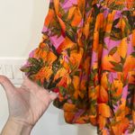 Farm Rio  Womens Mango Macaw Mini Dress Small NWT $185 Long Sleeve Ruffle Orange Photo 6