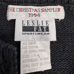 Leslie Fay Vintage Women's Black Cardigan Sweater M Christmas Applique Photo 3