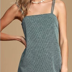Lulus LULU’S Aberdeen Sage Green Ribbed Strappy Sheath Dress Photo 0