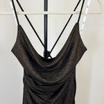 DB Studio evening dress size 4 Bronze Gold glitter shimmer Cowl neck high slit Brown Photo 8
