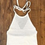Aerie Knit Crochet Cropped Stretch White Cream Halter Top Size Large Photo 1