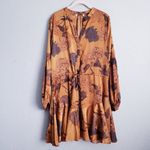 Baltic Born  Venice Cooper Gold Floral Long Sleeve Short Dress Photo 2