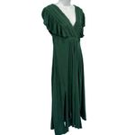 Baltic Born  Jennifer Hunter Green Flutter Tassel Tie Double Slit Midi Dress sz S Photo 11