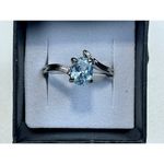 Oval Sky Blue Gemstone Ring Silver Tone Elegant Costume Jewelry Gift Size 9 Photo 1
