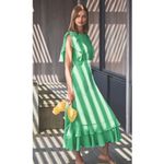 Alexis  Green Silk Cateline Cape Sleeve Midi Dress Size M Formal Elegant Photo 2