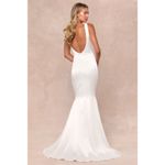 Lulus  Luxe Loveliness White Satin Backless Mermaid Maxi Dress Bridal Gown Size L Photo 1