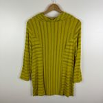 Ali Miles Striped Cowl Neck Tunic‎ Top Sz Medium Mustard Yellow Artsy Boho Comfy Photo 3