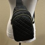 NWT Faux Leather Quilted Front Crossbody Bag Black Photo 1