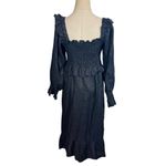 Frances Hart Maternity Maxine Smocked 100% Linen Ruffled Midi Dress Black Size undefined Photo 6