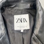 ZARA  Womens Black Faux Leather Blazer Jacket S Single Button Front Outerwear Photo 1