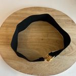 Black Thick Wide Stretchy Golden Slide Buckle Belt Size Small Photo 6