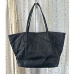 Michael Kors Large Soft Leather Black Snap Button Tote Bag Metal Logo Charm Photo 2