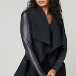 Spanx Black Drape Front Faux Leather Women's Jacket Size: XS Photo 0