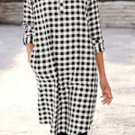 J.Jill Black&White Gingham Tunic Shift Dress Sz.M Black Size M Photo 2