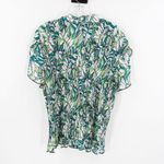 Covington Vintage Y2K  Green Retro Printed Button Front Crinkle Blouse Size XL Photo 1