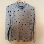 Karen Scott  Christmas Cat Women’s Heather Gray Mock Top Petite Large Holidays Photo 0