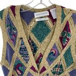 Vintage Cottagecore Grandma Knit Vest Robert Scott Knitted By Hand Linen Cotton Size XL Photo 2