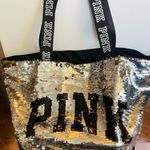 PINK - Victoria's Secret Victoria secret pink flip sequin gold/silver bling tote bag Photo 2