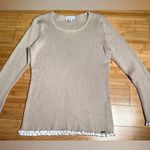 Calvin Klein  Womens Beige Pullover Ribbed Long Sleeve lettuce hem Sweater|Sz:L Photo 10
