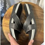 Crocs Women’s  Sandal Black With White Stripe US Size 7 Criss Cross Slip-On Wedge Photo 3