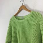 Aritzia TNA The Fisherman Sweater XS Neon Green Chunky Knit Cotton Cropped Photo 8
