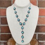 Round Faux Turquoise Concho Lariat Necklace Blue Photo 1