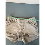 Rock & Republic womens grey cut off studded jeans shorts size 0 Photo 6